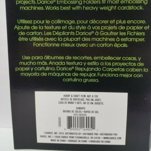 Darice Embossing Folder Sunrays Scrapbook Paper Crafts Card Making - Picture 4 of 5